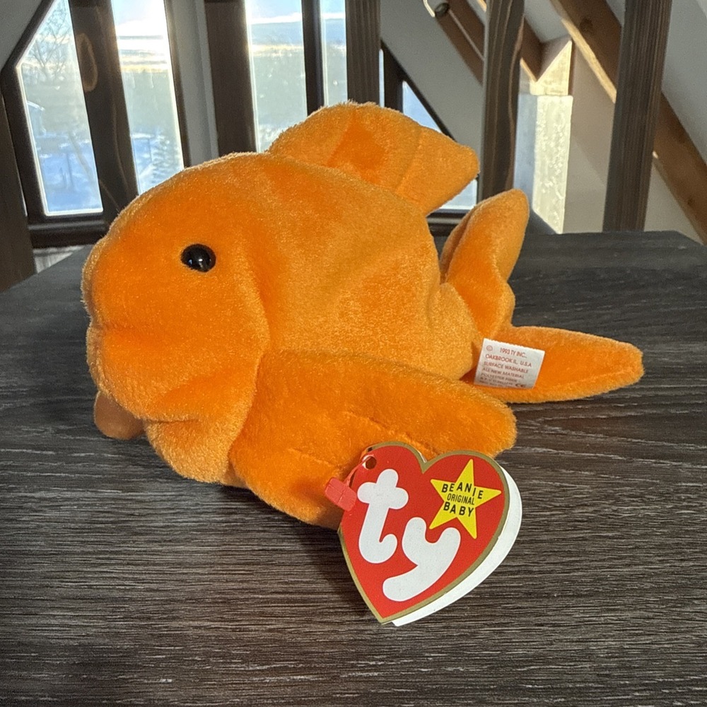 Ty Beanie Baby GOLDIE the Goldfish Fish 7.5" Plush Stuffed Animal Toy PVC Errors
